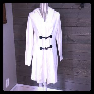 Beautiful hooded toggle front sweater!